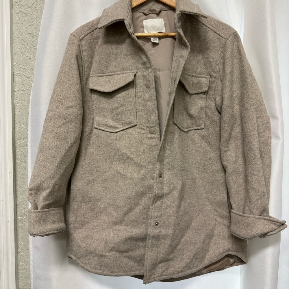 XS Cream-Tan-Grey Oversized H&M Coat